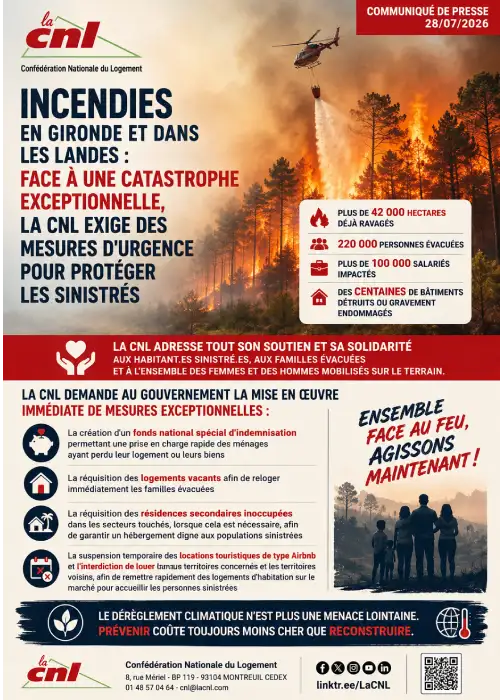 Communiqué de presse Incendies en Gironde et dans les Landes