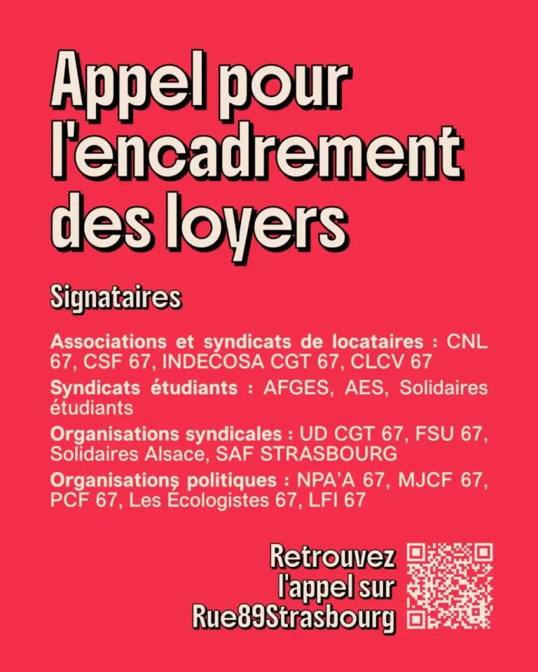 Organisations signataires de l'appel pour l'encadrement des loyers à Strasbourg.